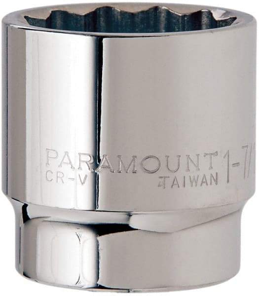 Paramount - 1-7/16", 1/2" Drive, Standard Hand Socket - 12 Points, 1-1/2" OAL, Steel, Chrome Finish - All Tool & Supply