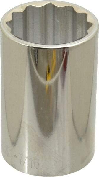 Paramount - 1-7/16", 1/2" Drive, Deep Hand Socket - 12 Points, 3-1/2" OAL, Steel, Chrome Finish - All Tool & Supply