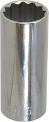 Paramount - 15/16", 1/2" Drive, Deep Hand Socket - 12 Points, 3-3/32" OAL, Steel, Chrome Finish - All Tool & Supply