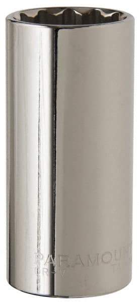 Paramount - 1-1/16", 1/2" Drive, Deep Hand Socket - 12 Points, 3-3/32" OAL, Steel, Chrome Finish - All Tool & Supply