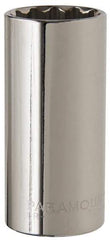 Paramount - 1-1/16", 1/2" Drive, Deep Hand Socket - 12 Points, 3-3/32" OAL, Steel, Chrome Finish - All Tool & Supply