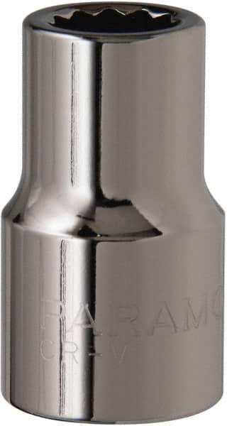 Paramount - 7/16", 1/2" Drive, Standard Hand Socket - 12 Points, 1-1/2" OAL, Steel, Chrome Finish - All Tool & Supply