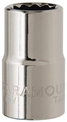 Paramount - 9/16", 1/2" Drive, Standard Hand Socket - 12 Points, 1-1/2" OAL, Steel, Chrome Finish - All Tool & Supply