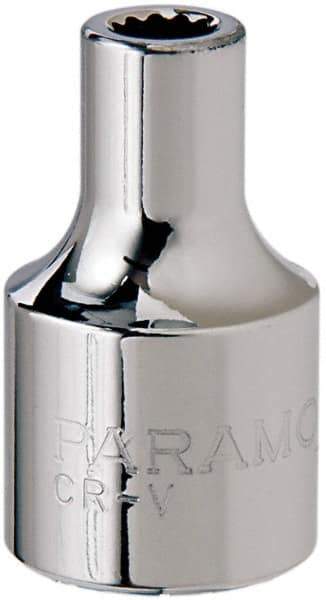 Paramount - 1/4", 1/2" Drive, Standard Hand Socket - 12 Points, 1-1/2" OAL, Steel, Chrome Finish - All Tool & Supply