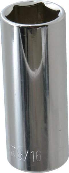 Paramount - 9/16", 1/4" Drive, Deep Hand Socket - 6 Points, 1-15/16" OAL, Steel, Chrome Finish - All Tool & Supply