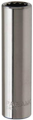 Paramount - 11/32", 1/4" Drive, Deep Hand Socket - 12 Points, 1-15/16" OAL, Steel, Chrome Finish - All Tool & Supply