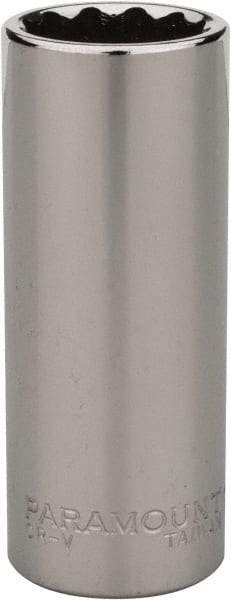 Paramount - 1/4" Drive, Deep Hand Socket - 12 Points, 1-15/16" OAL, Steel, Chrome Finish - All Tool & Supply