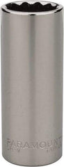 Paramount - 1/4" Drive, Deep Hand Socket - 12 Points, 1-15/16" OAL, Steel, Chrome Finish - All Tool & Supply