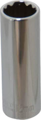 Paramount - 1/4" Drive, Deep Hand Socket - 12 Points, 1-15/16" OAL, Steel, Chrome Finish - All Tool & Supply