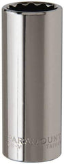 Paramount - 9/16", 1/4" Drive, Deep Hand Socket - 12 Points, 1-15/16" OAL, Steel, Chrome Finish - All Tool & Supply