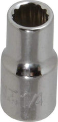 Paramount - 1/4", 1/4" Drive, Standard Hand Socket - 12 Points, 15/16" OAL, Steel, Chrome Finish - All Tool & Supply