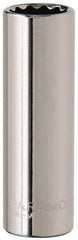 Paramount - 7/16", 1/4" Drive, Deep Hand Socket - 12 Points, 1-15/16" OAL, Steel, Chrome Finish - All Tool & Supply