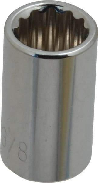 Paramount - 3/8", 1/4" Drive, Standard Hand Socket - 12 Points, 15/16" OAL, Steel, Chrome Finish - All Tool & Supply