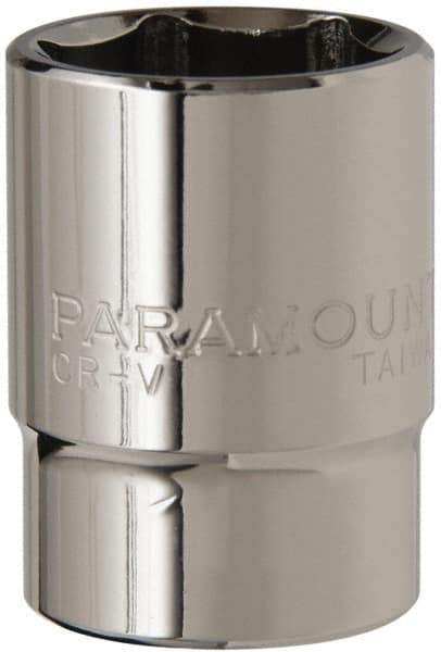 Paramount - 1/2" Drive, Standard Hand Socket - 6 Points, 1-1/2" OAL, Steel, Chrome Finish - All Tool & Supply