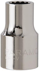 Paramount - 1/2" Drive, Standard Hand Socket - 12 Points, 1-1/2" OAL, Steel, Chrome Finish - All Tool & Supply