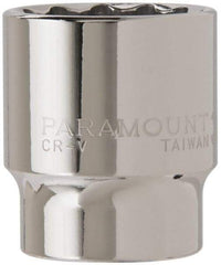 Paramount - 1/2" Drive, Standard Hand Socket - 12 Points, 1-1/2" OAL, Steel, Chrome Finish - All Tool & Supply