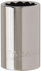 Paramount - 1/2" Drive, Standard Hand Socket - 12 Points, 1-1/2" OAL, Steel, Chrome Finish - All Tool & Supply