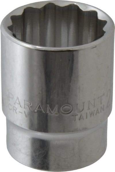 Paramount - 1/2" Drive, Standard Hand Socket - 12 Points, 1-1/2" OAL, Steel, Chrome Finish - All Tool & Supply