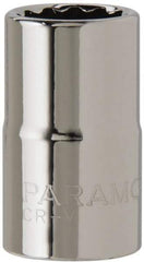 Paramount - 1/2" Drive, Standard Hand Socket - 12 Points, 1-1/2" OAL, Steel, Chrome Finish - All Tool & Supply