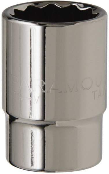 Paramount - 1/2" Drive, Standard Hand Socket - 12 Points, 1-1/2" OAL, Steel, Chrome Finish - All Tool & Supply