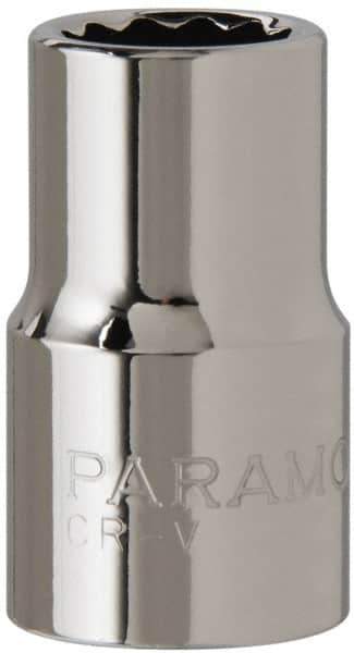 Paramount - 1/2" Drive, Standard Hand Socket - 12 Points, 1-1/2" OAL, Steel, Chrome Finish - All Tool & Supply