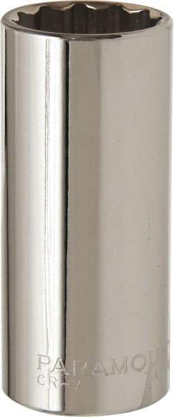 Paramount - 1", 1/2" Drive, Deep Hand Socket - 12 Points, 3-3/32" OAL, Steel, Chrome Finish - All Tool & Supply