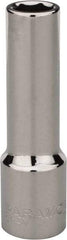 Paramount - 7/16", 1/2" Drive, Deep Hand Socket - 6 Points, 3-1/4" OAL, Steel, Chrome Finish - All Tool & Supply