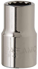 Paramount - 1/2", 1/2" Drive, Standard Hand Socket - 12 Points, 1-1/2" OAL, Steel, Chrome Finish - All Tool & Supply