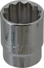 Paramount - 1-1/16", 1/2" Drive, Standard Hand Socket - 12 Points, 1-1/2" OAL, Steel, Chrome Finish - All Tool & Supply