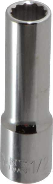 Paramount - 1/2", 1/2" Drive, Deep Hand Socket - 12 Points, 3-3/32" OAL, Steel, Chrome Finish - All Tool & Supply