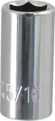 Paramount - 5/16", 1/4" Drive, Standard Hand Socket - 6 Points, 15/16" OAL, Steel, Chrome Finish - All Tool & Supply