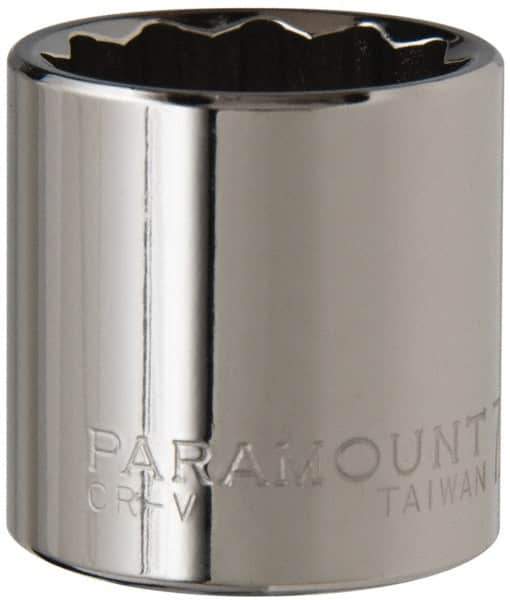 Paramount - 7/8", 3/8" Drive, Standard Hand Socket - 12 Points, 1-3/16" OAL, Steel, Chrome Finish - All Tool & Supply