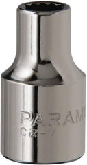 Paramount - 3/8" Drive, Standard Hand Socket - 12 Points, 1-3/16" OAL, Steel, Chrome Finish - All Tool & Supply