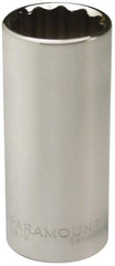 Paramount - 3/8" Drive, Deep Hand Socket - 12 Points, 1-15/16" OAL, Steel, Chrome Finish - All Tool & Supply