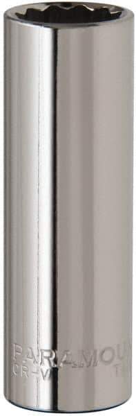 Paramount - 3/8" Drive, Deep Hand Socket - 12 Points, 2-1/2" OAL, Steel, Chrome Finish - All Tool & Supply