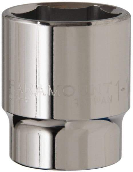 Paramount - 1-1/8", 1/2" Drive, Standard Hand Socket - 6 Points, 1-1/2" OAL, Steel, Chrome Finish - All Tool & Supply