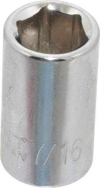 Paramount - 7/16", 3/8" Drive, Standard Hand Socket - 6 Points, 1-3/16" OAL, Steel, Chrome Finish - All Tool & Supply