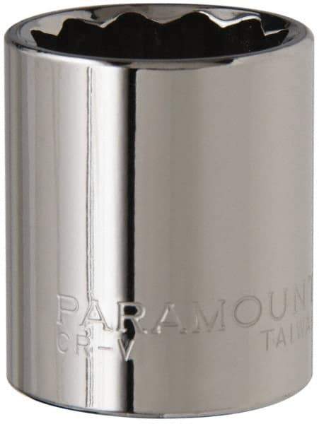 Paramount - 3/8" Drive, Standard Hand Socket - 12 Points, 1-3/16" OAL, Steel, Chrome Finish - All Tool & Supply