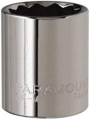 Paramount - 3/8" Drive, Standard Hand Socket - 12 Points, 1-3/16" OAL, Steel, Chrome Finish - All Tool & Supply