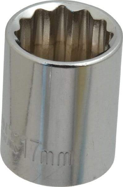 Paramount - 3/8" Drive, Standard Hand Socket - 12 Points, 1-3/16" OAL, Steel, Chrome Finish - All Tool & Supply