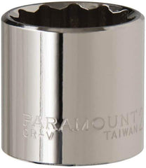 Paramount - 3/8" Drive, Standard Hand Socket - 12 Points, 1-3/16" OAL, Steel, Chrome Finish - All Tool & Supply