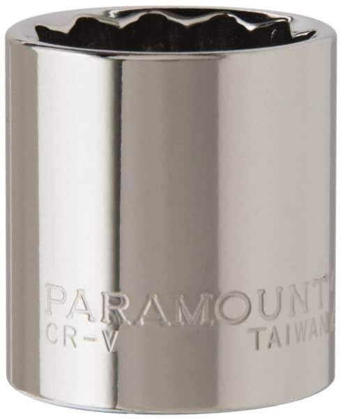 Paramount - 3/8" Drive, Standard Hand Socket - 12 Points, 1-3/16" OAL, Steel, Chrome Finish - All Tool & Supply