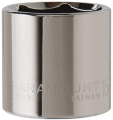 Paramount - 15/16", 3/8" Drive, Standard Hand Socket - 6 Points, 1-3/16" OAL, Steel, Chrome Finish - All Tool & Supply