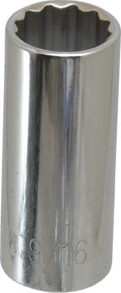 Paramount - 9/16", 3/8" Drive, Deep Hand Socket - 12 Points, 1-15/16" OAL, Steel, Chrome Finish - All Tool & Supply