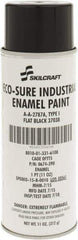 Ability One - Black, Flat, Enamel Spray Paint - 8 to 10 Sq Ft per Can, 11 oz Container - All Tool & Supply