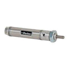 Parker - 1" Stroke x 9/16" Bore Double Acting Air Cylinder - 10-32 Port, 10-32 Rod Thread, 250 Max psi, 14 to 140°F - All Tool & Supply