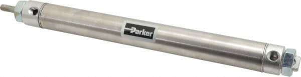 Parker - 8" Stroke x 1-1/16" Bore Double Acting Air Cylinder - 1/8 Port, 5/16-24 Rod Thread, 250 Max psi, 14 to 140°F - All Tool & Supply