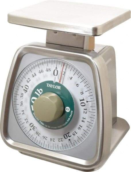 Taylor - 50 Lb. Capacity, Analog Dial Portion Control Scale - 1/8 oz. Graduation, 6 x 5" Platform - All Tool & Supply