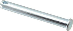 Made in USA - 5/16" Pin Diam, 2-1/2" OAL, Standard Clevis Pin - 9/64" Hole, 2-23/64" Usable Length, Zinc-Plated Steel - All Tool & Supply