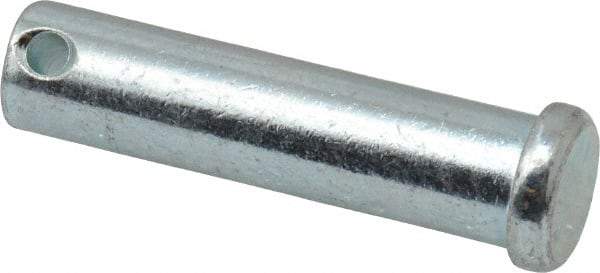 Made in USA - 1/2" Pin Diam, 2" OAL, Standard Clevis Pin - 5/32" Hole, 1-27/32" Usable Length, Zinc-Plated Steel - All Tool & Supply